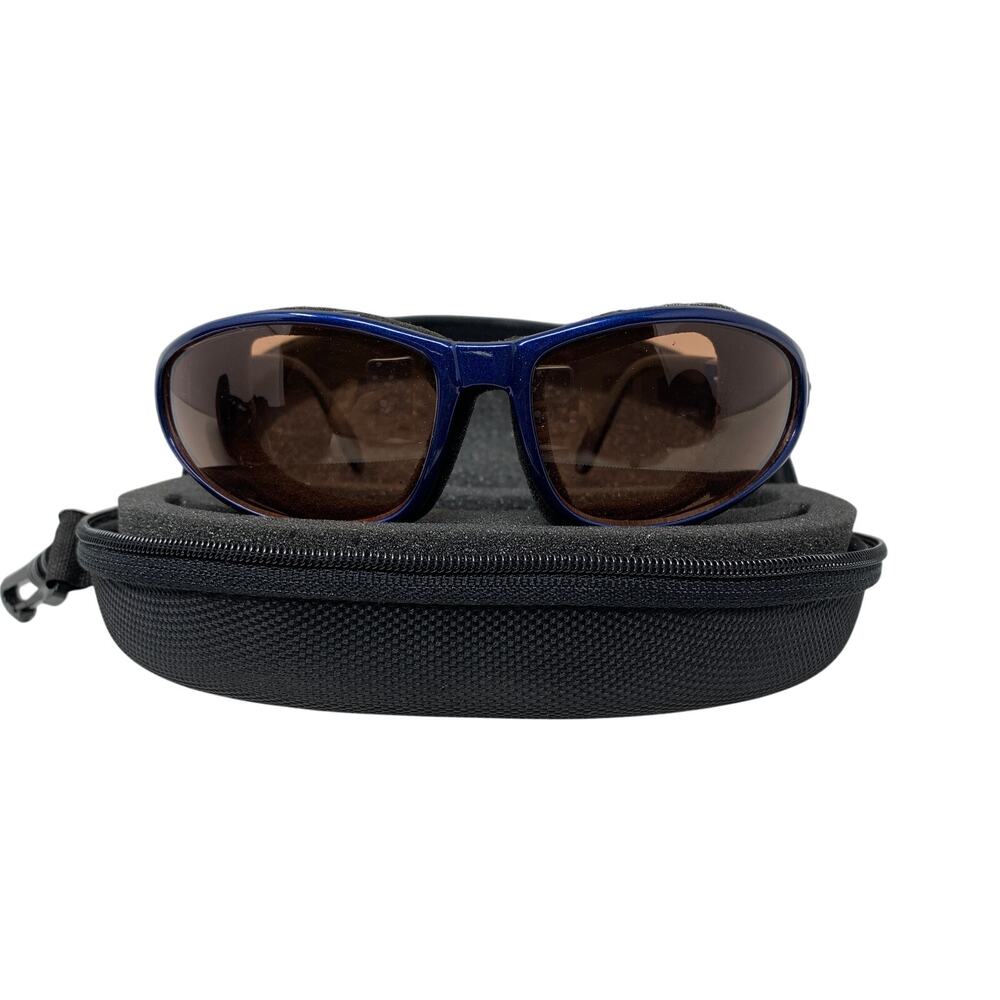 7eye Panoptx Raptor Sunglasses Blue Foam Eyecup Brown Lens w/ Case Motorcycle